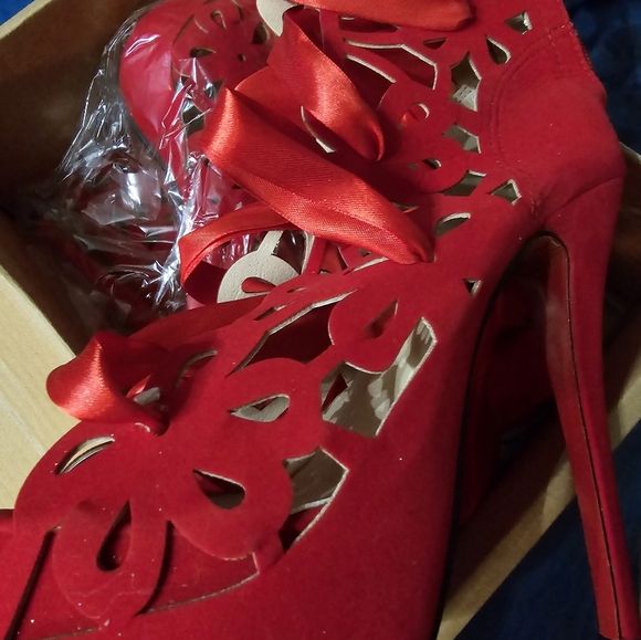 Suede boots red ribbon boots so beautiful 😍 - Picture 8 of 10